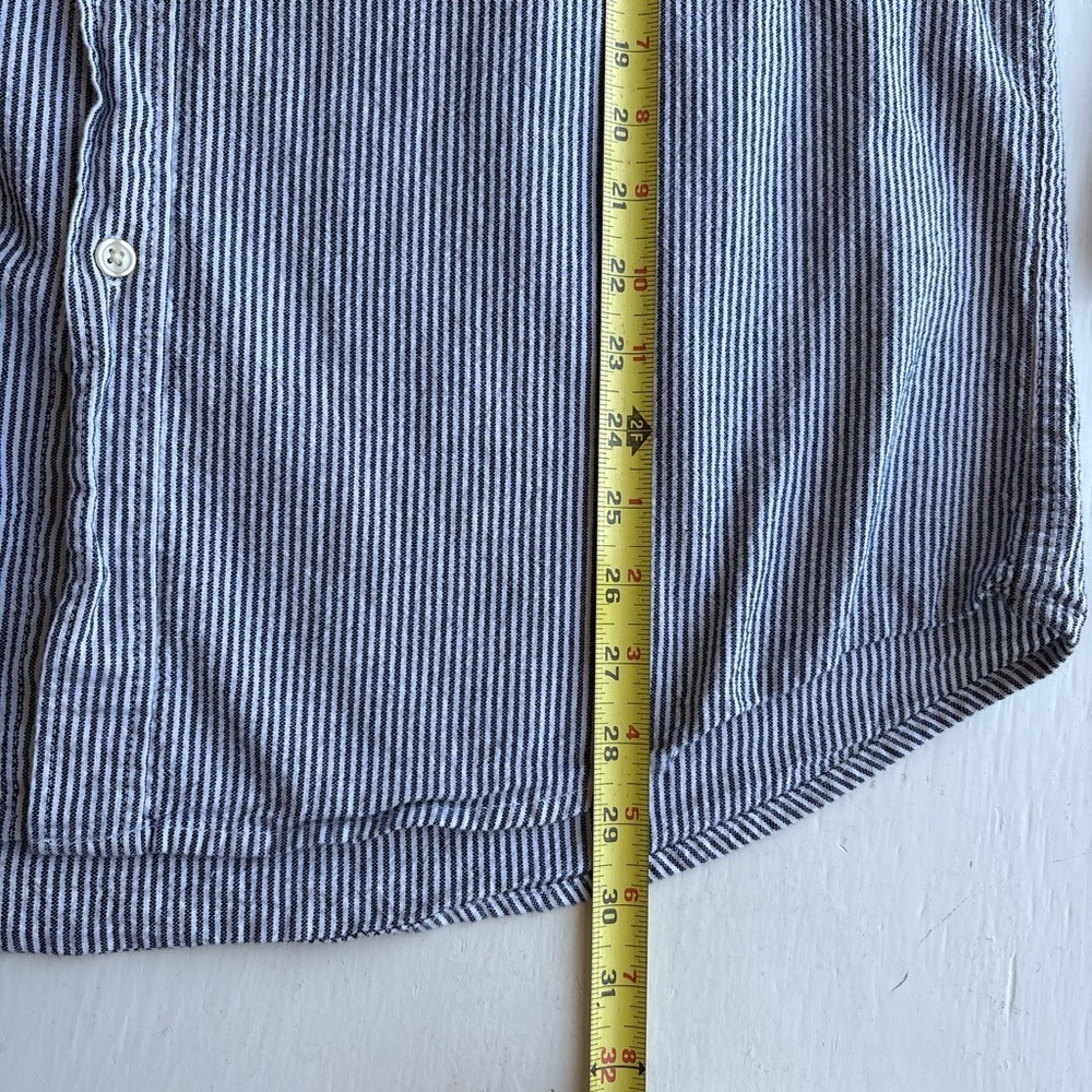 Women XL Button Down Stripe Shirt Navy White Cotton Preppy Nautical Coastal - Picture 6 of 6
